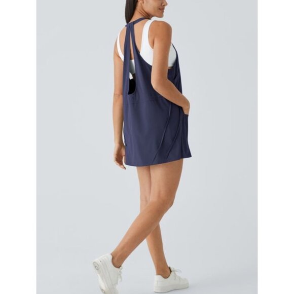 Halara Breezeful Backless Drawstring 2-Piece  Active Dress Sz XS Blue Quick Dry - Picture 1 of 16